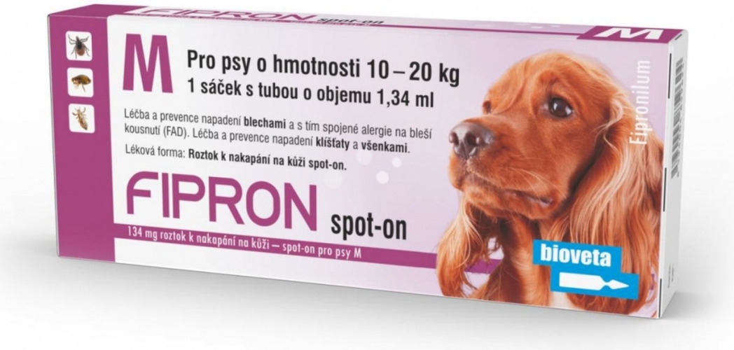 Fipron 134mg Spot-On Dog M sol 3x1,34ml