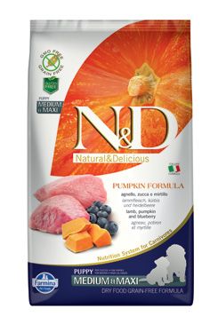 N&D GF Pumpkin DOG Puppy M/L Lamb & Blueberry 2,5kg